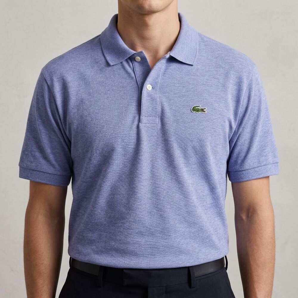 Lacoste Classic Fit Short Sleeve Light Blue Polo Shirt Mens 2XL XXL FR 7 Preppy